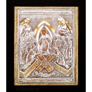 I21 - Icoana Argintata / Aurita 19x24 cm Invierea Domnului